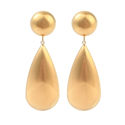 Золотой Ионное покрытие (ip) 304 серьги-гвоздики из нержавеющей стали, слеза, золотые, 46x16 мм