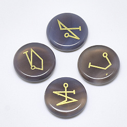 Натуральный Агат Серый натуральный агата кабошоны, плоские круглые с рисунком, 25x5.5 мм, 4 шт / комплект