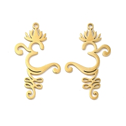 Настоящее золото 18K Ионное покрытие (ip) 304 подвески из нержавеющей стали, Ом/Аум с шармом лотоса, реальный 18 k позолоченный, 36x21x1.5 мм, отверстие : 1.8 мм