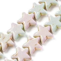 Нектар Синтетические бирюзовые бусины, покрытые краской для выпечки, с эмалью, морская звезда, нектар, 11.5x9.5x4 мм, отверстие : 1 мм, около 43 шт / нитка, 14.96'' (38 см)