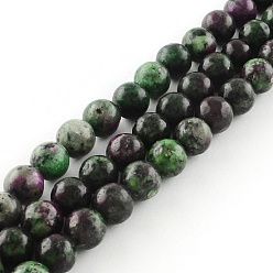 Natural Gemstone Natural & Dyed Gemstone Beads Strands, Imitation Ruby in Zoisite, Round, 8mm, Hole: 1mm, about 48pcs/strand, 14.9 inch