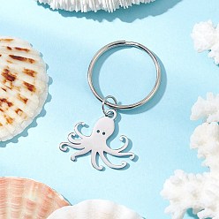 Осьминог Океанская тема 304 брелки из нержавеющей стали, цвет нержавеющей стали, осьминог, 49.5 мм