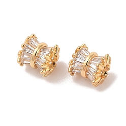 Прозрачный Латунные бусины, со стеклом, без никеля , колонка, золотые, прозрачные, 7x7 мм, отверстие : 3 мм