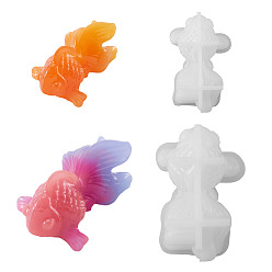 Белый 1 Набор силиконовых форм для самостоятельного изготовления декоративных элементов, формы для литья смолы, для уф-смолы, изготовление ювелирных изделий из эпоксидной смолы, рыба, белые, 55~76x37~49x26~35 мм, 2 шт / комплект