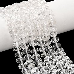 Хрусталь Природных кристаллов кварца бисер нитей, горного хрусталя, рондель, граненые, с бисером, 11x6~6.5 мм, отверстие : 1.2 мм, около 47 шт / нитка, 14.96 дюйм(38см)