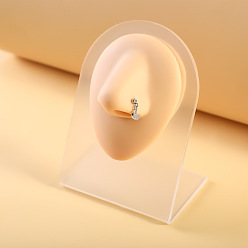 Луна 316l хирургические кольца для носа из нержавеющей стали с микропрорезью и прозрачным кубическим цирконием в форме буквы L, цвет нержавеющей стали, луна, 7 мм, штифты : 0.8 мм