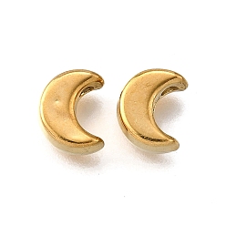 Настоящее золото 18K 304 из нержавеющей стали бусы, луна, ионное покрытие (ip), реальный 18 k позолоченный, 8x6.5x4 мм, отверстие : 1.4 мм