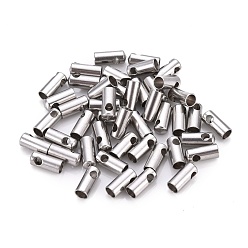 Нержавеющая Сталь Цвет Устойчивы к потускнению 201 наконечники шнура из нержавеющей стали, Торцевые крышки, колонка, цвет нержавеющей стали, 7.5x3 мм, отверстие : 1.5 мм, внутренний диаметр: 2.5 мм