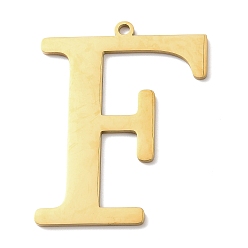 Letter F 304 подвески из нержавеющей стали, буквы, реальный 18 k позолоченный, ионное покрытие (ip), Буква F, 40x31x1.4 мм, отверстие : 2 мм
