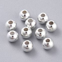 Silver 201 Stainless Steel Beads, Round, Silver, 5x4mm, Hole: 1.8mm
