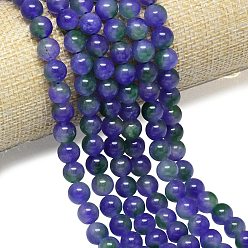 Сланцево-синий Натуральный Malaysia нефритовые бусы пряди, окрашенная и подогревом, круглые, синевато-серый, 8 мм, отверстие : 1 мм, около 48 шт / нитка, 15.08''~15.16'' (38.3~38.5 см)