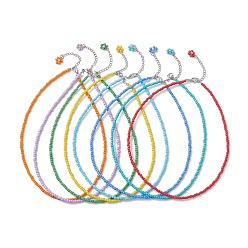 (52) Непрозрачная лаванда 8 шт. 8 набор цветных стеклянных бусин из бисера, штабелируемые ожерелья, разноцветные, 16.06 дюйм (40.8 см), 1 шт / цвет