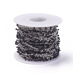 Черный Ручной цепи эмаль бисера, с латунной обуздать цепей, пайки, с катушкой, долговечный, Реальная платина, чёрные, 5.5x1.5~2 мм, около 32.8 футов (10 м) / рулон