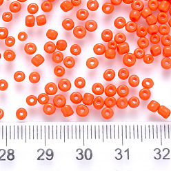 Orange Red 6/0 Baking Paint Glass Round Seed Beads, Orange Red, 4~5x3~4mm, Hole: 1~2mm, about 4500pcs/pound