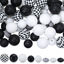 (52) Непрозрачная лаванда 8 стильные силиконовые бусины, Круглый и абак, разноцветные, 12~15x6.5~15 мм, отверстие : 2~2.3 мм