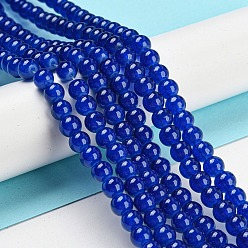 Royal Blue Baking Painted Imitation Jade Glass Round Bead Strands, Royal Blue, 6.5mm, Hole: 1.5mm, about 145pcs/strand, 31.8 inch
