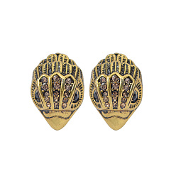 Античное Золото Серьги-гвоздики с птичьей головой из латуни с микропаве из кубических цирконий, античное золото , 19 мм