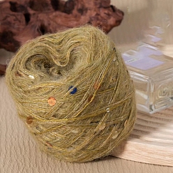 Темный Хаки Мохеровая пряжа с пайетками, для ткачества, вязание крючком, Темный хаки, 1.5 мм, около 50г/моток