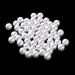 Белый Пластиковые жемчужные бисера, круглые, белые, 8x7.5 мм, отверстие : 1.2 мм