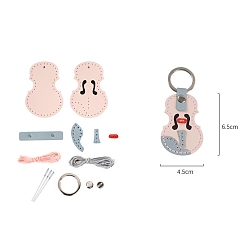 Розовый Наборы для изготовления кожаных подвесок для скрипки своими руками, брелок для ключей, туманная роза, 65x45 мм