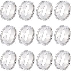 Нержавеющая Сталь Цвет 12шт. нержавеющая сталь с канавками для установки колец на пальцы, кольцевой сердечник, для изготовления инкрустации, цвет нержавеющей стали, размер США 7 (17.3 мм)