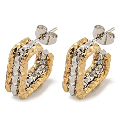 Золотой & Цвет Нержавеющей Стали 202 квадратные многослойные серьги-гвоздики из нержавеющей стали, с 304 штифтами из нержавеющей стали для женщин, золотые и нержавеющая сталь цвет, 16.5x6 мм