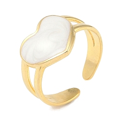 Настоящее золото 18K Ионное покрытие (ip) 304 кольца на пальцах в форме сердца из эмали из нержавеющей стали, открытые кольца для женщин, реальный 18 k позолоченный, регулируемый