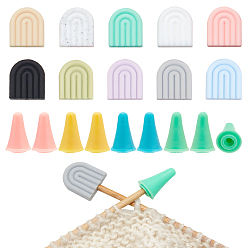 (52) Непрозрачная лаванда Радужные силиконовые стопоры для спиц, защитные приспособления для вязания спиц, для вязания крючком спицами, разноцветные, силиконовые шарики: 19.5x17x6мм, отверстие : 2 мм, 20шт; протекторы: 19x12мм, отверстие : 2.5 мм, 30 шт