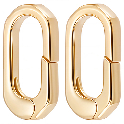 Настоящее золото 24K 2шт. латунные пружинные кольца-затворы, реальный 24 k позолоченный, 16.5x8.5x3 мм