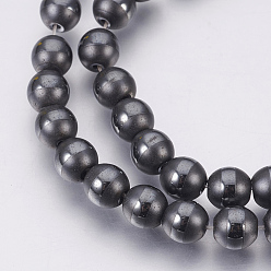 Естественный Цвет Гальванизировать немагнитных синтетический гематит бисер пряди, полированный, матовые, круглые, первоначальный цвет, 6 мм, отверстие : 1 мм, около 70 шт / нитка, 16.1 дюйм (41 см)