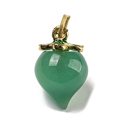 Peach Подвески из натурального агата (окрашенного и нагретого), Подвески в виде фруктов с позолоченным металлическим листом, персик, 17x10.5 мм, отверстие : 3.4 мм