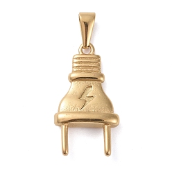 Golden 304 Stainless Steel Pendants, Pluging Shape, Golden, 29x16x6mm, Hole: 8x3mm