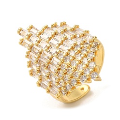 Настоящее золото 18K Открытые манжеты из листовой латуни микро паве с прозрачным фианитом, для женщин, без свинца и без кадмия, реальный 18 k позолоченный, 29.5 мм, регулируемый