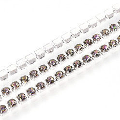 чертополох Железо горный хрусталь чашка цепи, с катушкой, серебряные, чертополох, 2~2.5x2~2.5x2~2.5 мм, около 30.00 футов (9.14 м) / рулон