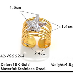 Морская звезда 304 открытые кольца манжеты из нержавеющей стали, золотые и нержавеющая сталь цвет, морская звезда, 17 мм