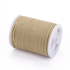 Tan Round Waxed Polyester Cord, Taiwan Waxed Cord, Twisted Cord, Tan, 1mm, about 12.02 yards(11m)/roll
