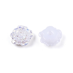 Белый Непрозрачные бусины из абс-пластика, половине просверлил, цветок, белые, 15x16x6.5 мм, отверстие : 1.2 мм