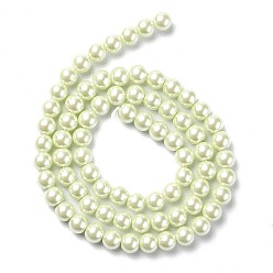 Honeydew Eco-Friendly Dyed Glass Pearl Round Beads Strands, Grade A, Cotton Cord Threaded, Honeydew, 6mm, Hole: 0.7~1.1mm, about 72pcs/strand, 15 inch