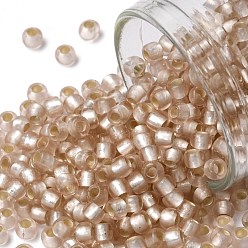(31F) Silver Lined Frosted Rosaline TOHO Round Seed Beads, Japanese Seed Beads, (31F) Silver Lined Frosted Rosaline, 8/0, 3mm, Hole: 1mm, about 222pcs/bottle, 10g/bottle