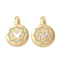 Бабочка Латунные микро проложить кубического циркония подвески, с оболочкой, плоские круглые прелести, реальный 18 k позолоченный, стойки покрытие, прочное покрытие, без кадмия и без свинца, с целью перехода в кольце, бабочка, 27x20.5x4 мм, отверстие : 3 мм