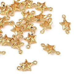Yellow SHEGRACE Brass Pave Cubic Zirconia Star Connector Charms, Cadmium Free & Nickel Free & Lead Free, Long-Lasting Plated, Real 18K Gold Plated, Yellow, 11x7x3mm, Hole: 0.9mm & 1mm
