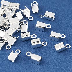 Серебро Латунной шариковой советы, прямоугольные, без свинца, без кадмии и без никеля, серебряные, 8x3.5 мм, отверстие : 1.4 мм, внутренний диаметр: 2 мм