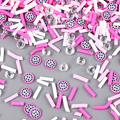 Темно-Розовый Ручной полимерной глины кабошонов, с пластиковым, фрукты, темно-розовыми, 2~10x1~5x0.3~3.5 мм