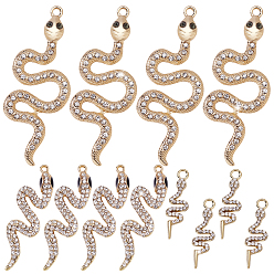 Золотой 12шт 3 цвета подвески из цинкового сплава, змея, со стразами, золотые, 27~58.5x10~23 мм, 4 шт / цвет
