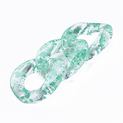 Medium Aquamarine Transparent Acrylic Linking Rings, Quick Link Connectors, for Curb Chains Making, Twist Oval, Medium Aquamarine, 39x29x7.5mm, Inner Diameter: 12x22mm