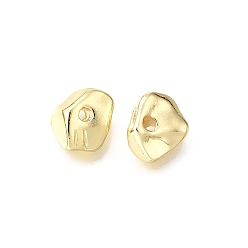 Настоящее золото 18K Латунные бусины, самородки, без свинца и без кадмия, стойки покрытие, прочное покрытие, реальный 18 k позолоченный, 7.5x7x3.5 мм, отверстие : 1.4 мм