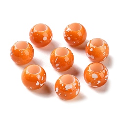 Коралловый Европейские бусины из АБС-пластика, окрашенные распылением, бусины с большим отверстием, круглые, коралл, 12x10 мм, отверстие : 6 мм, Около 720 шт / 500 г