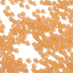 Khaki Glass Seed Beads, Frosted Colors, Round, Khaki, 2mm