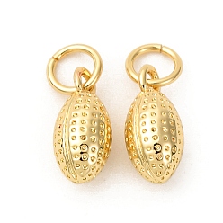 Rugby Латунные подвески, шарм-талисманы, без кадмия и без свинца, реальный 18 k позолоченный, стойки покрытие, долговечный, с целью перехода в кольце, регби, 11x5 мм, отверстие : 3.2 мм