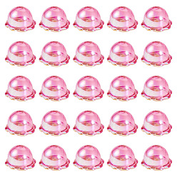 Темно-Розовый 30 шт., акриловые колпачки с УФ-покрытием, цветок, темно-розовыми, 24x15.5 мм, отверстие : 3 мм, внутренний диаметр: 16.5 мм